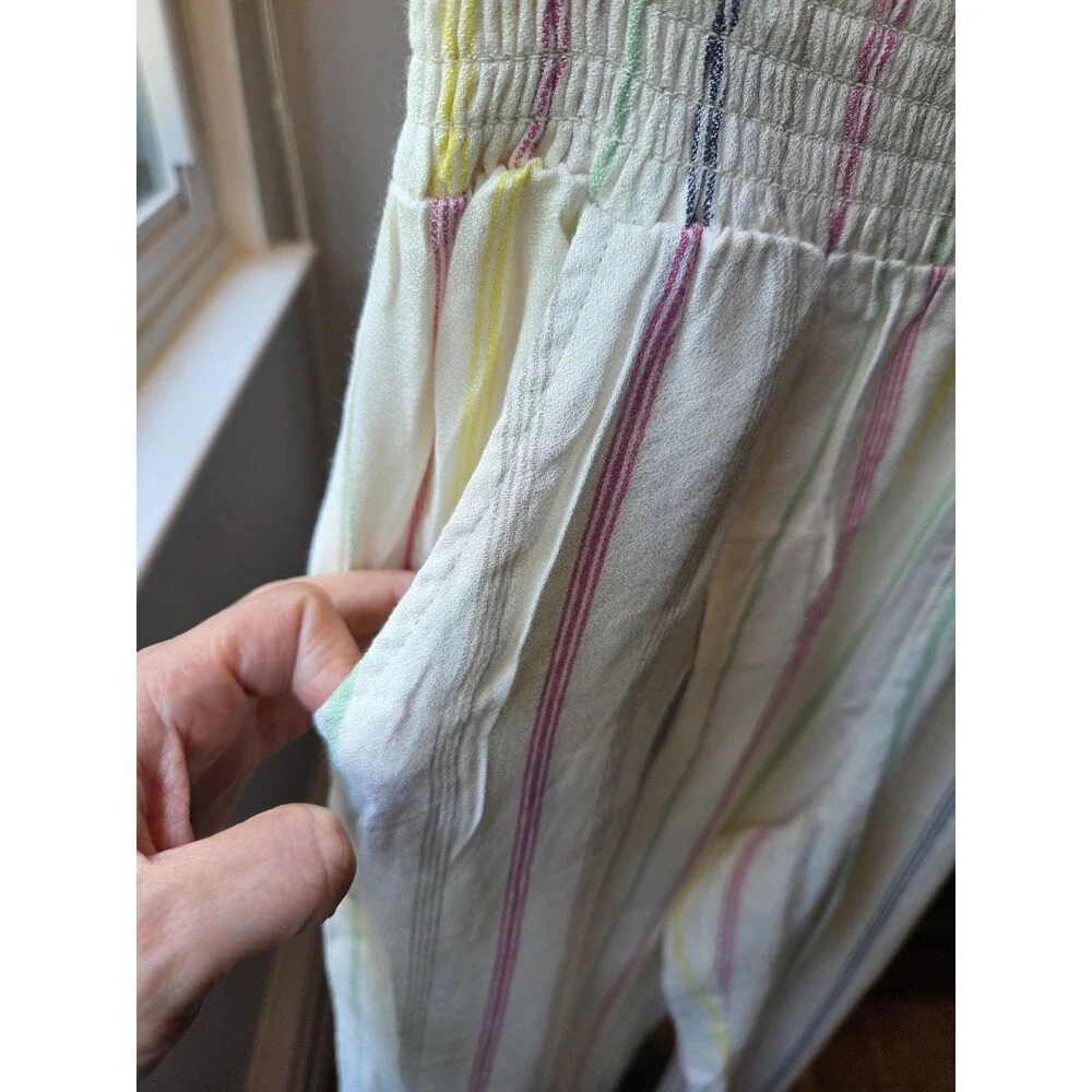 Urban Rebel Striped Cotton Pants Cream Pink Gray Blue Green Yellow Womens, Large - Picture 5 of 9